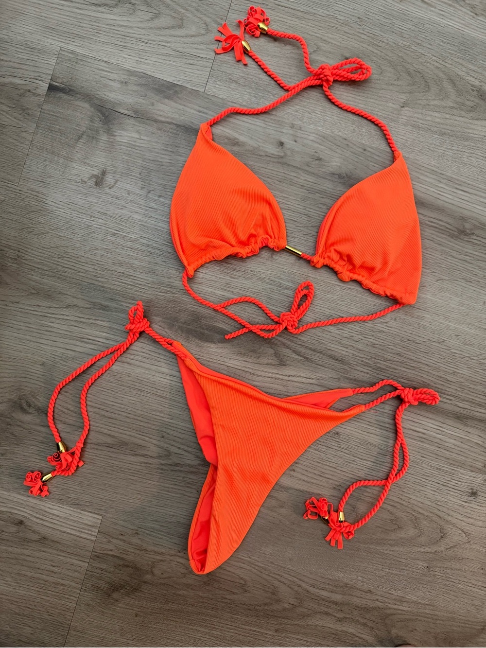 RUOTONGSEPT bright orange 🍊 Ribbed Rope Bikini Set